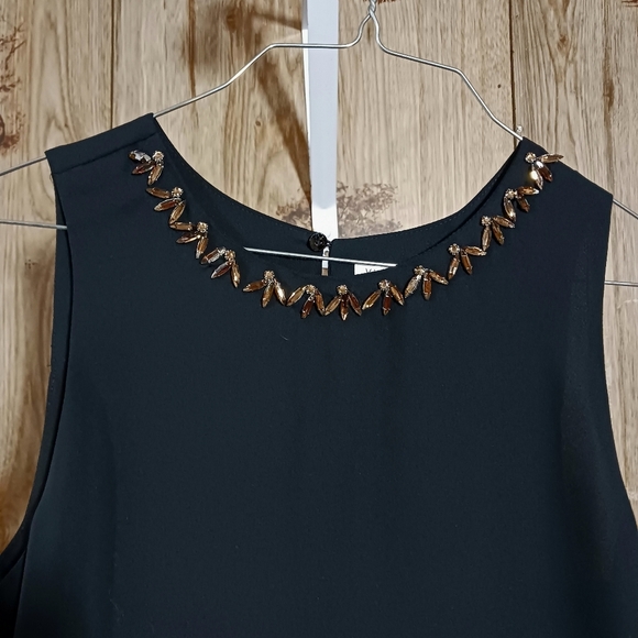 Violet and Claire Black Beaded Layered Chiffon Sleeveless Blouse Size Me… - Picture 9 of 14